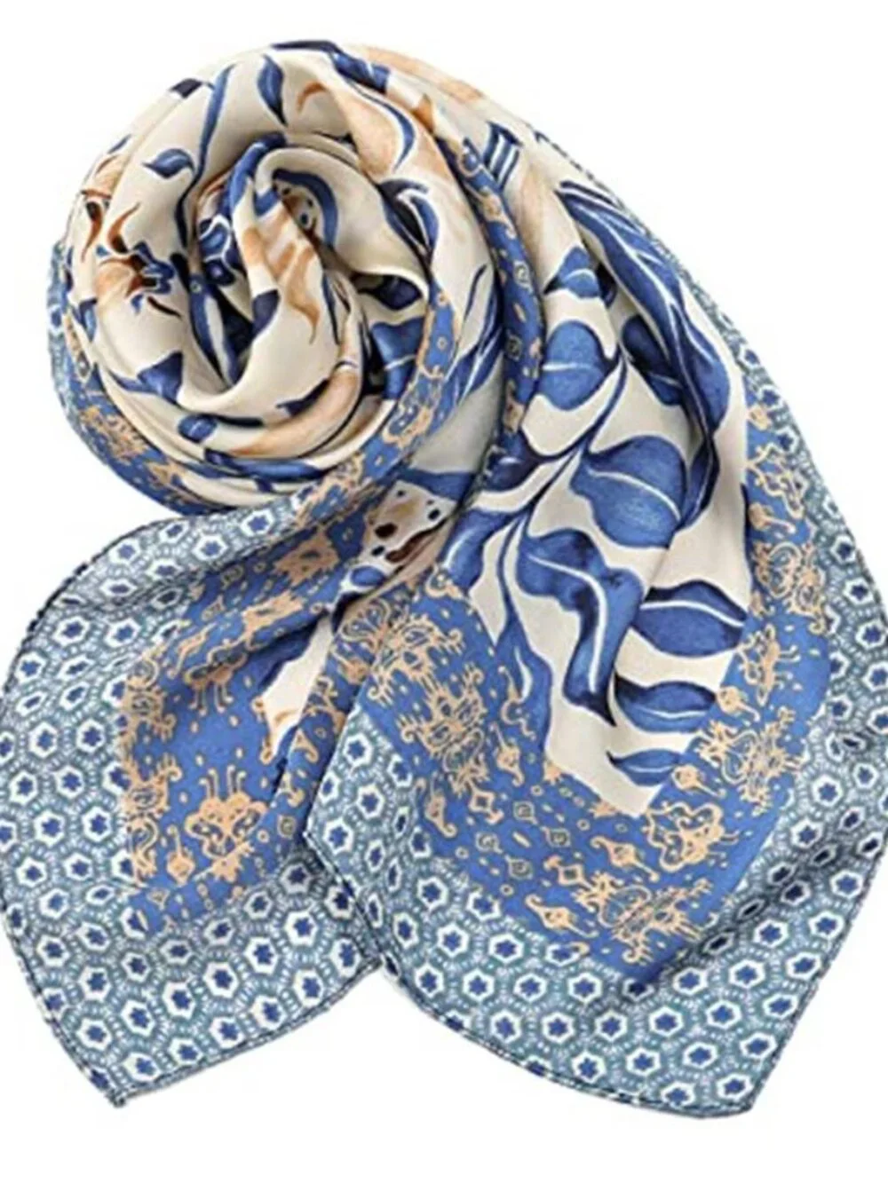 Women Light Blue Head Hair Scarf Like Satin Silk Scarf Sleeping Hair Wrapping